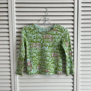 Lilly Pulitzer crew neck long sleeve t shirt green, pink & turquoise girl’s sz 3